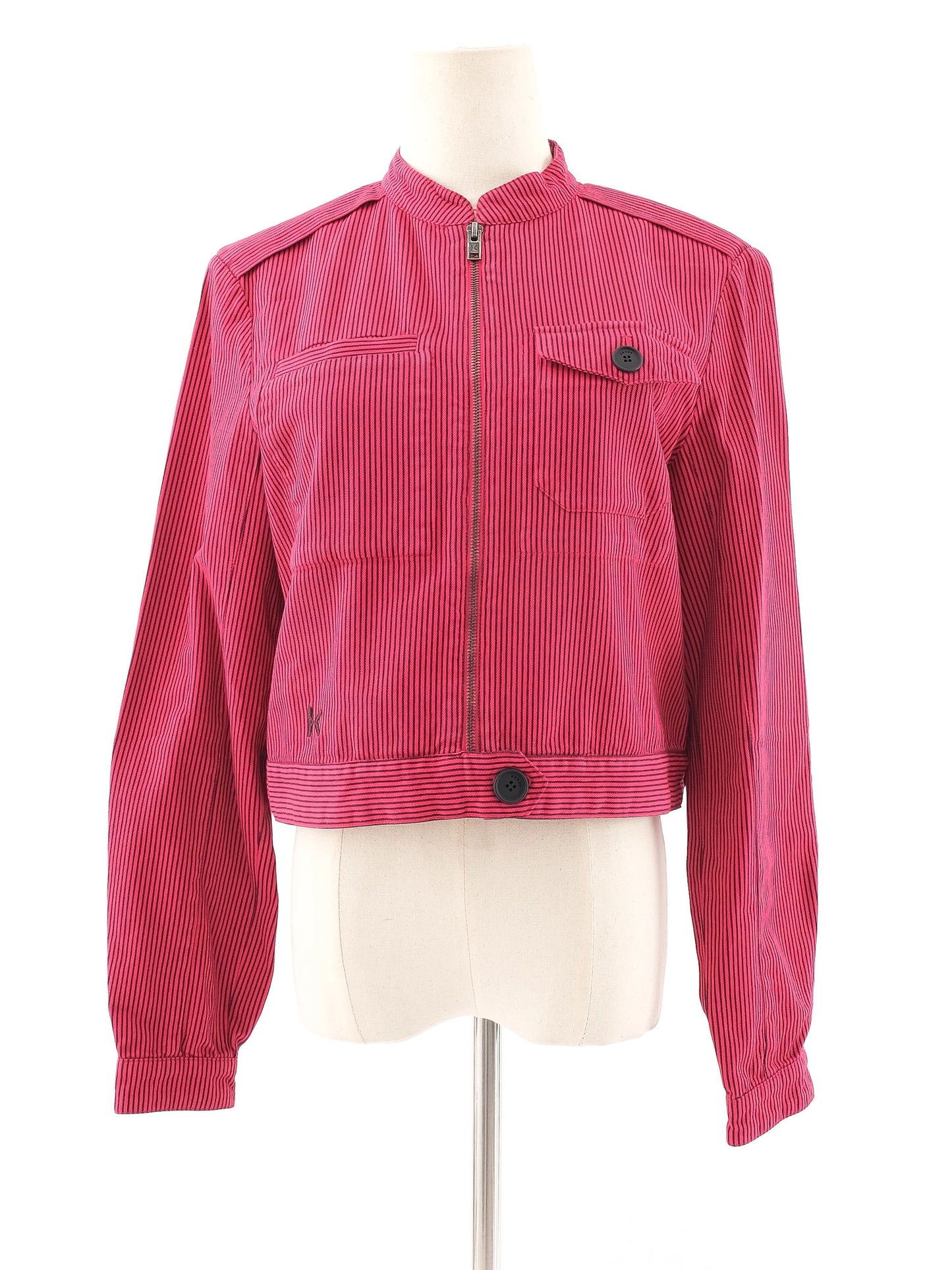 excellent kenzo red zip-up cotton jacket women size n/a