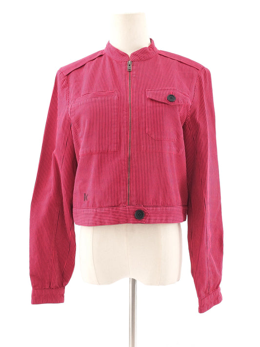 Excellent Kenzo Red Zip-Up Cotton Jacket Women Size N/A