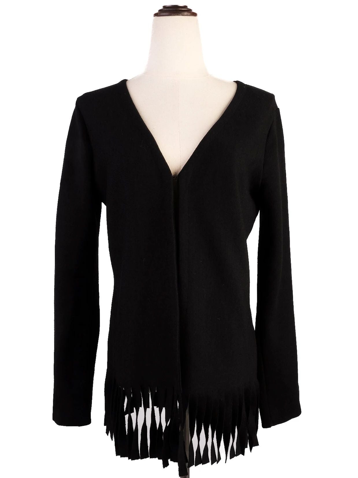 excellent blumarine black women's cardigan fringe detail size s