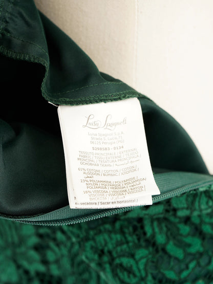 Excellent Luisa Spagnoli Green Lace Dress Size XXL - Elegant Style
