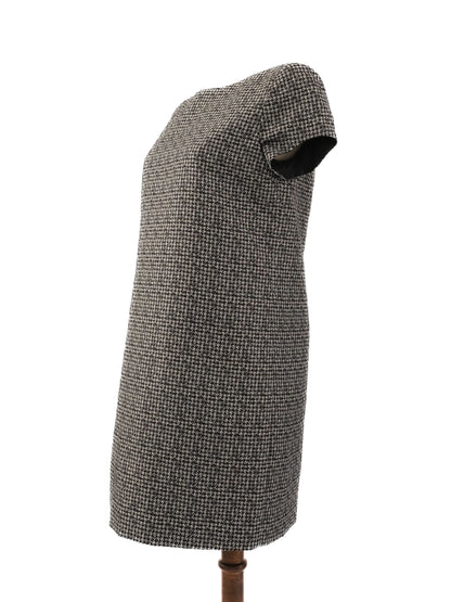 Saint Laurent Gray Silk Houndstooth Dress Size M - Excellent Condition