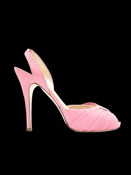 Average Valentino Pink Leather Slingback High-Heeled Shoes Size 40