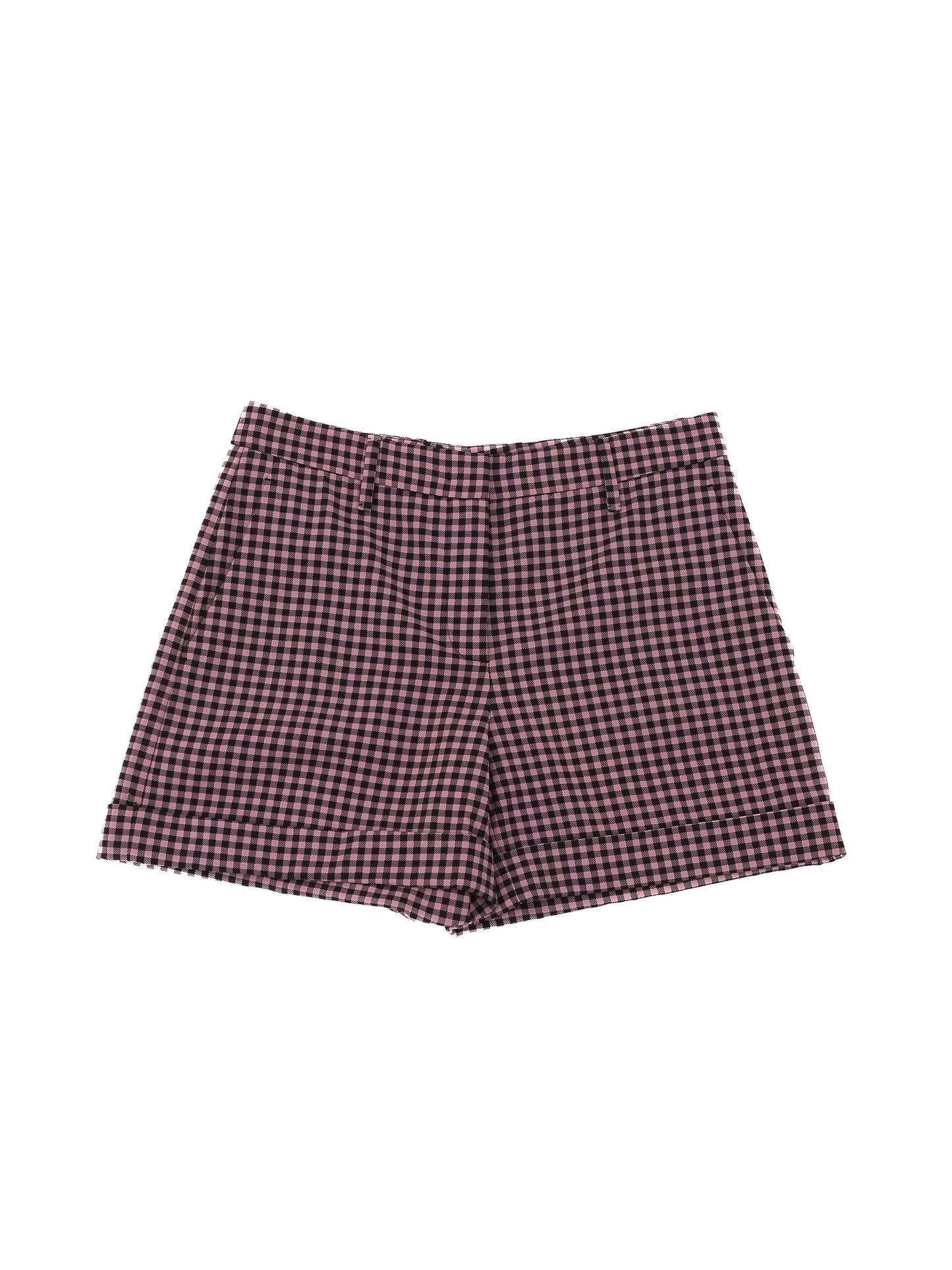 excellent prada pink wool plaid shorts size s women