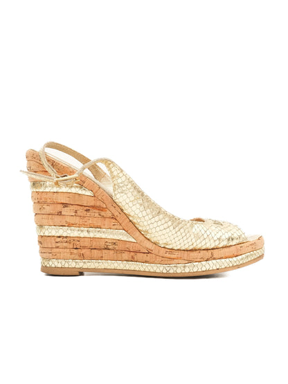 Excellent Baldinini Yellow Leather Wedge Sandals Size 38.5