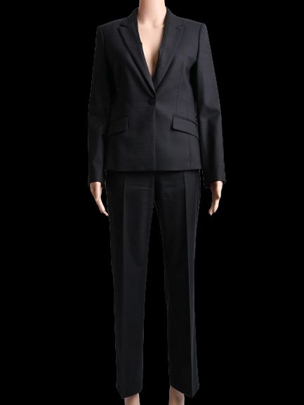 Excellent Hugo Black Wool Women's Business Suit Size S