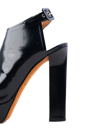 Givenchy Black Leather High-Heeled Platform Shoes Size 37