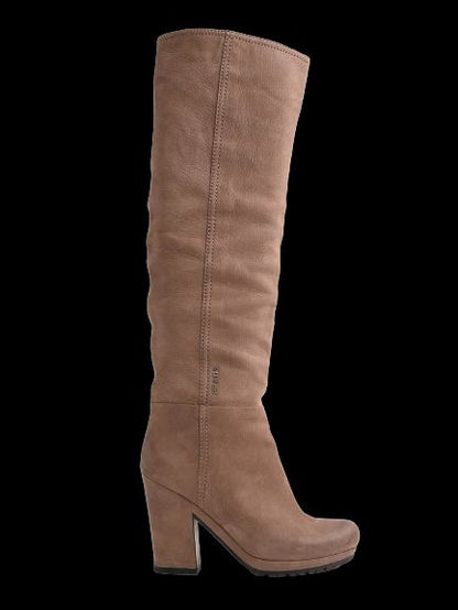 Average Condition Prada White Leather Knee-High Boots Size 37