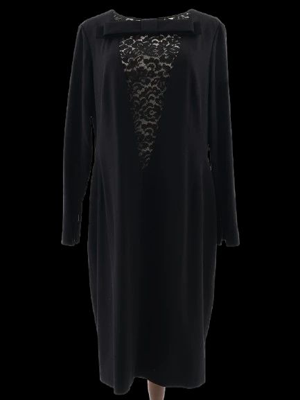 excellent paule ka black dress with lace panels size xxl