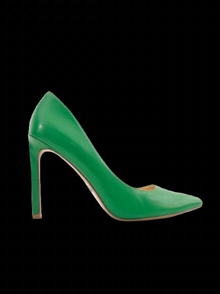 excellent nine west green leather high heeled stiletto shoes size 37.5