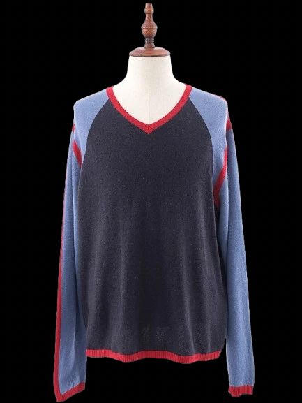 excellent etro cashmere color-block sweater xl men v-neck