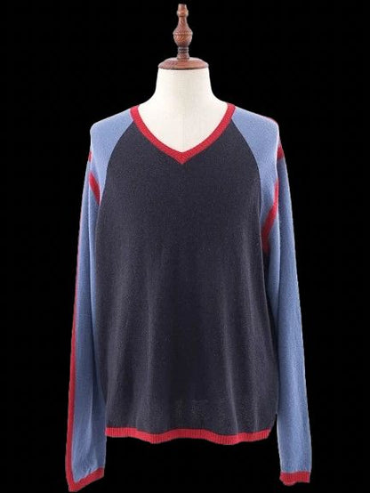 Excellent Etro Cashmere Color-Block Sweater XL Men V-Neck