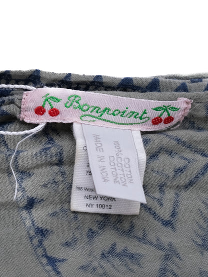 Excellent Bonpoint Geometric Patterned Scarf Cotton Gray Blue Design