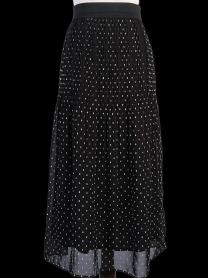 Excellent Maje Black Pleated Polka Dot Skirt Size XS