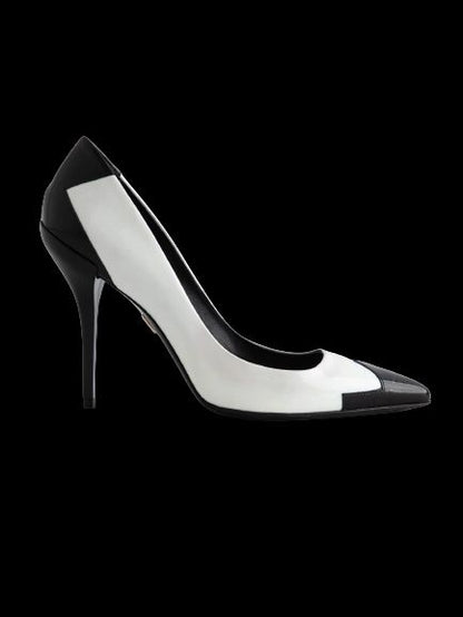 Good Roger Vivier High-Heeled Shoes White Black Cap Size 37