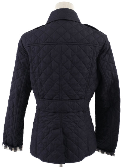 Excellent Burberry Blue Quilted Jacket Size S Polyester Women