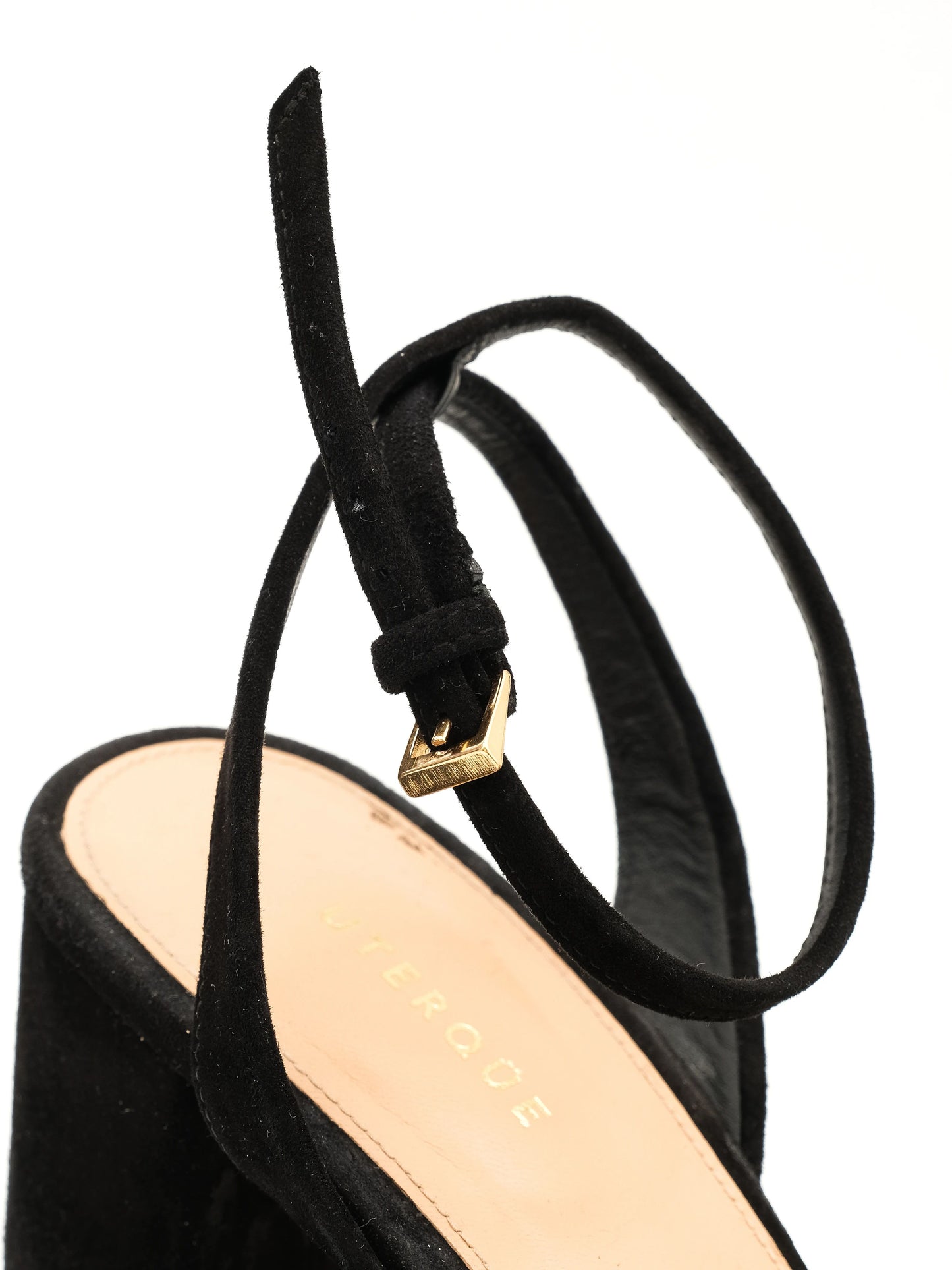 excellent uterque black genuine suede platform heeled sandals size 39