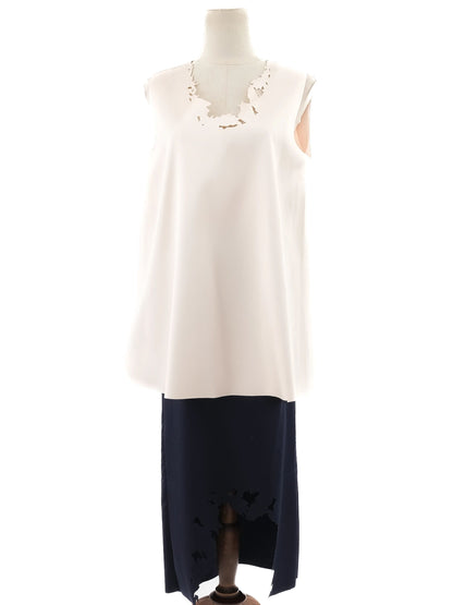 Excellent Cos Women's Blue Cotton Peplum Top & Asymmetrical Skirt M