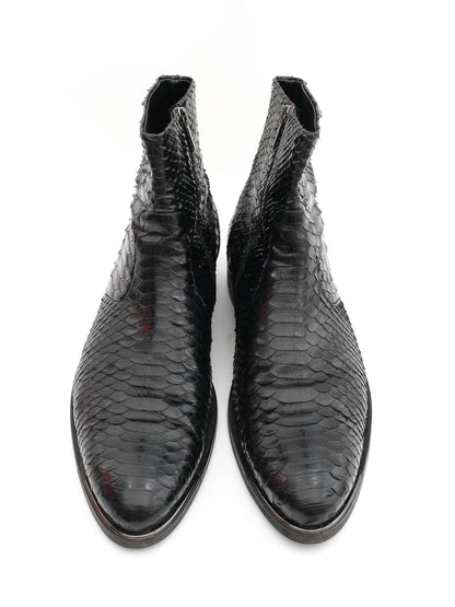 Baldinini Black Leather Snake Skin Boots Size 43 Excellent Condition