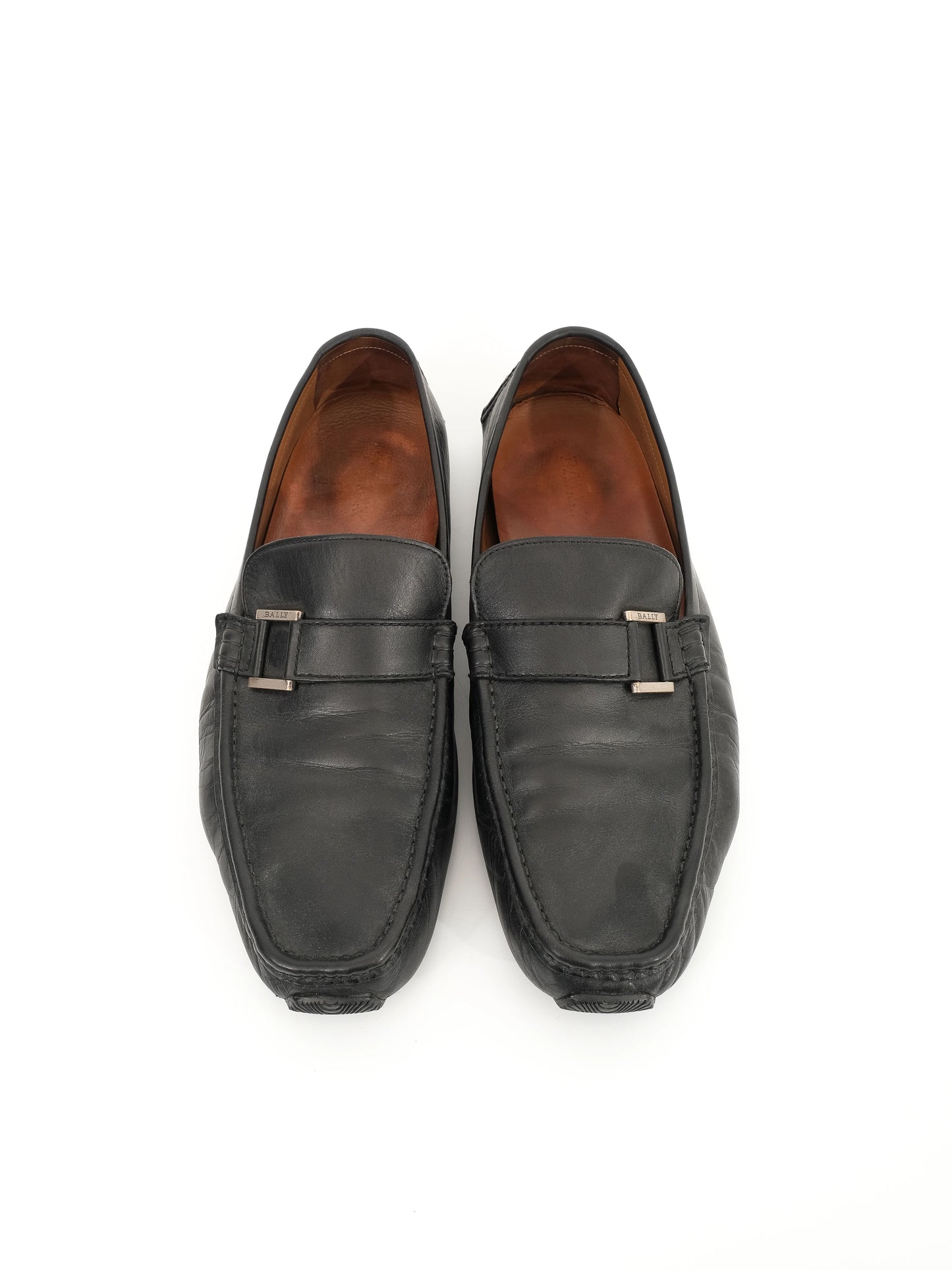 excellent bally black leather loafers size 45 for men