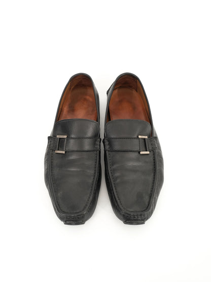 Excellent Bally Black Leather Loafers Size 45 for Men