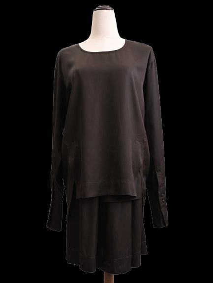 excellent ilaria nistri black cupro top & skirt set size s