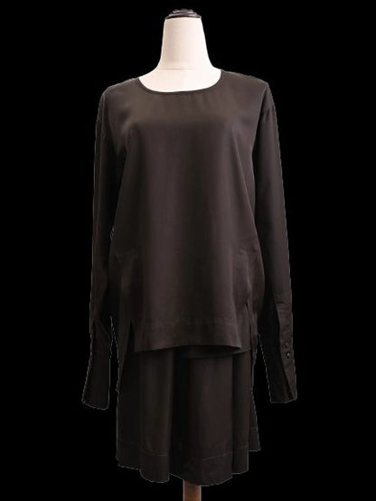 Excellent Ilaria Nistri Black Cupro Top & Skirt Set Size S
