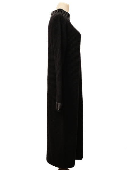 Excellent Cruciani Blue Wool Long Sleeve Dress with Striped Detailing