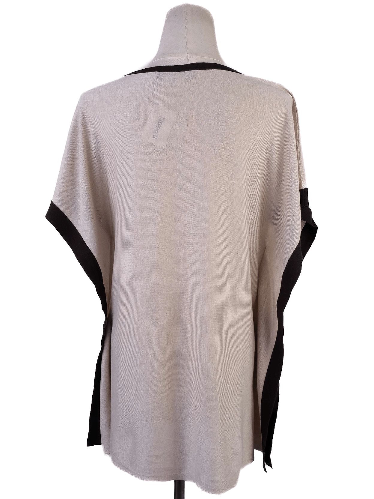 excellent weekend maxmara white cotton top size l with black trim