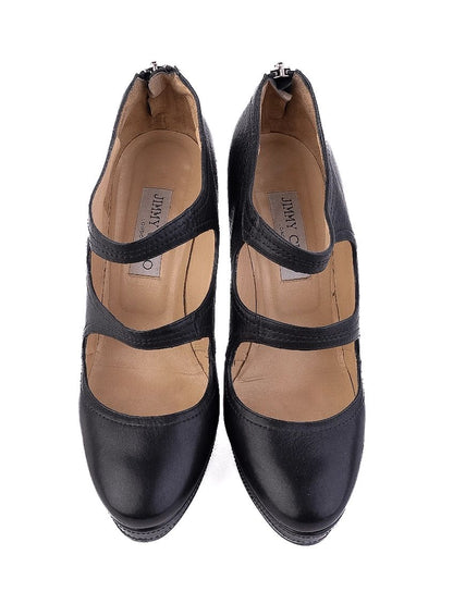 Average Jimmy Choo Black Leather High-Heeled Shoes Size 37.5
