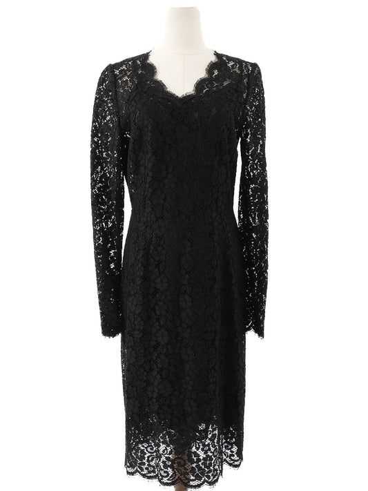 Perfect Dolce Gabbana Black Lace Dress Size L Floral Design