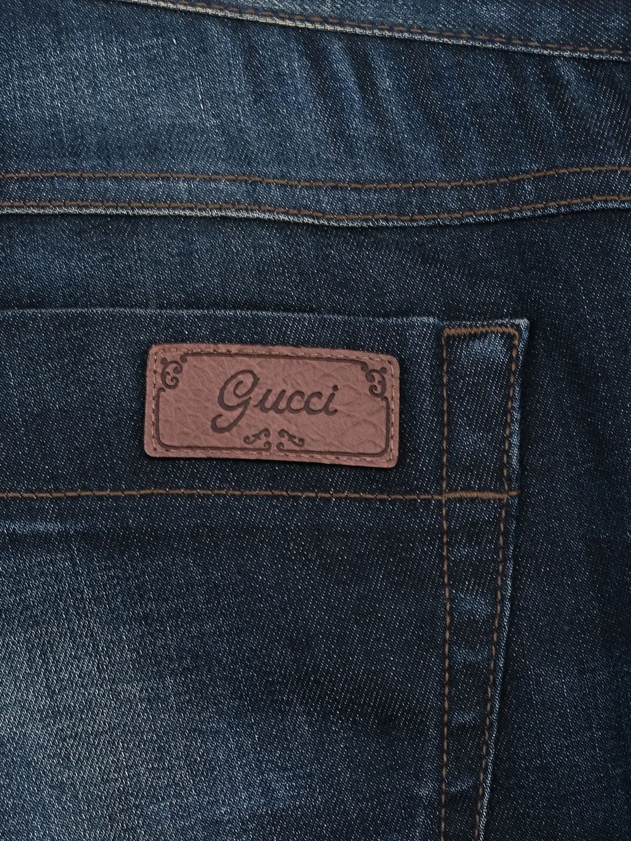 excellent gucci blue cotton jeans size xxl for men