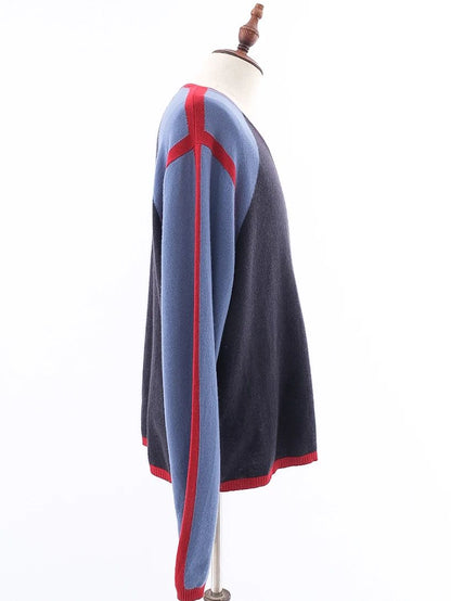 Excellent Etro Cashmere Color-Block Sweater XL Men V-Neck