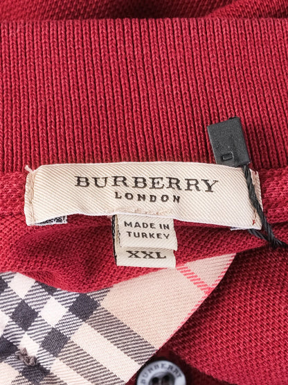 Excellent Burberry Red Cotton Polo Shirt Size XXL for Men