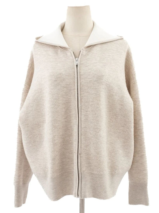Good Sandro Gray Wool Zip-Up Hoodie Size L with Unique Design