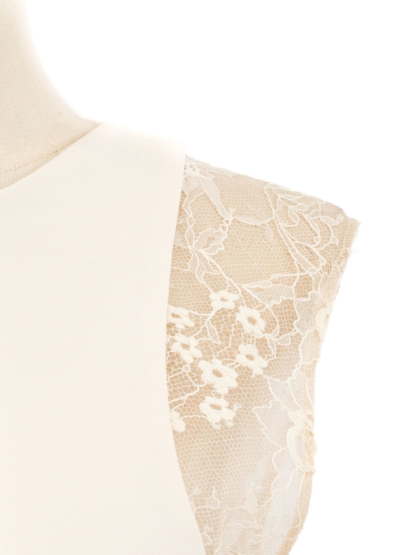 excellent elie saab white sleeveless dress size l with lace details