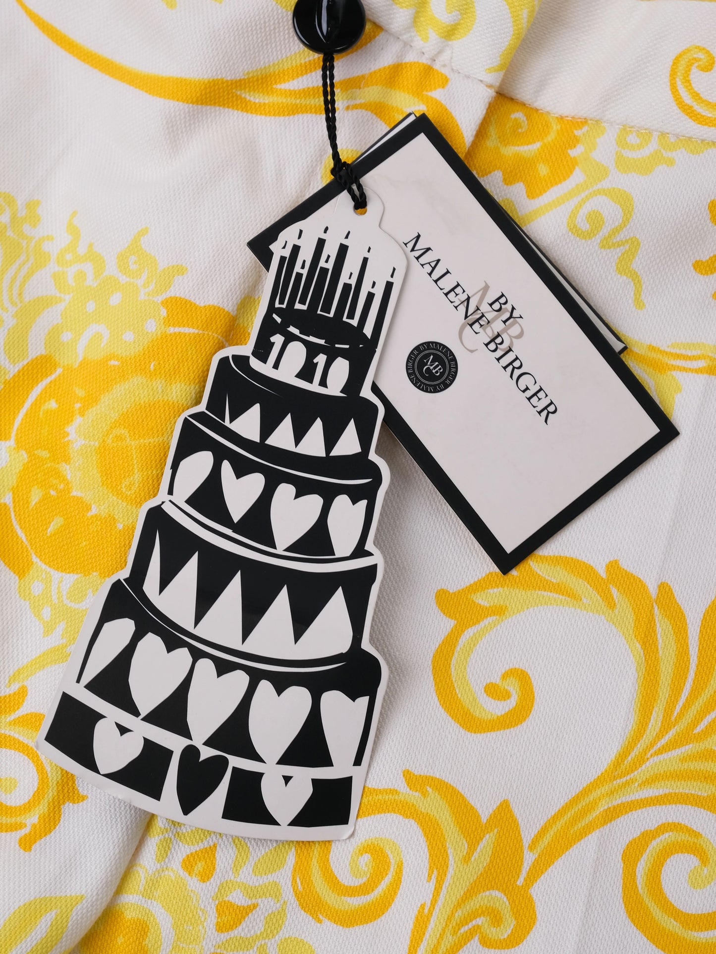 new by malene birger yellow dragon print cotton pants size xs