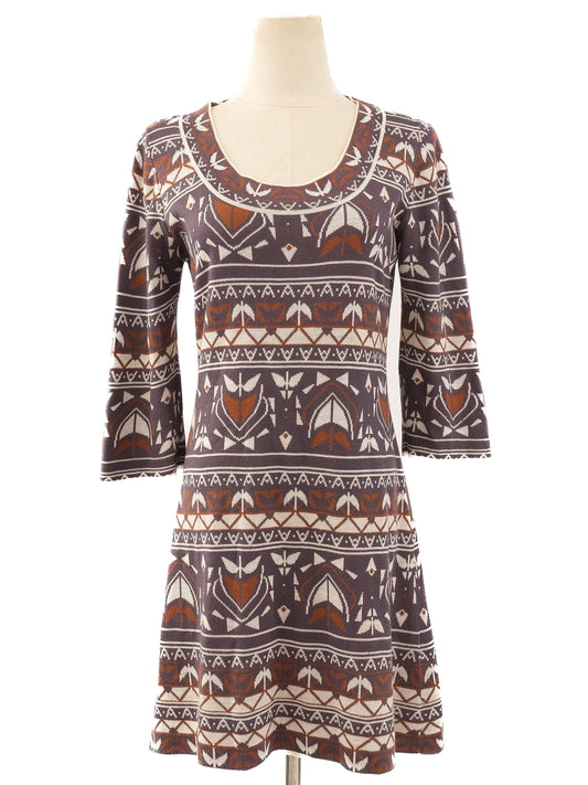 Excellent Fendi Knit Dress A-Line Size L Combined Colors Wool