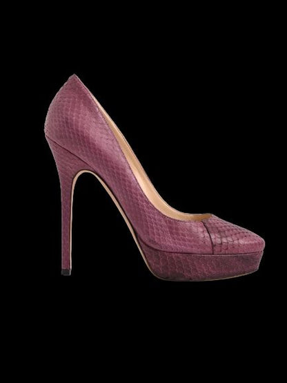 Average Condition Jimmy Choo Purple Leather High Heels Size 37