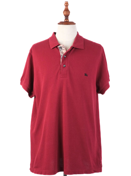 Excellent Burberry Red Cotton Polo Shirt Size XXL for Men