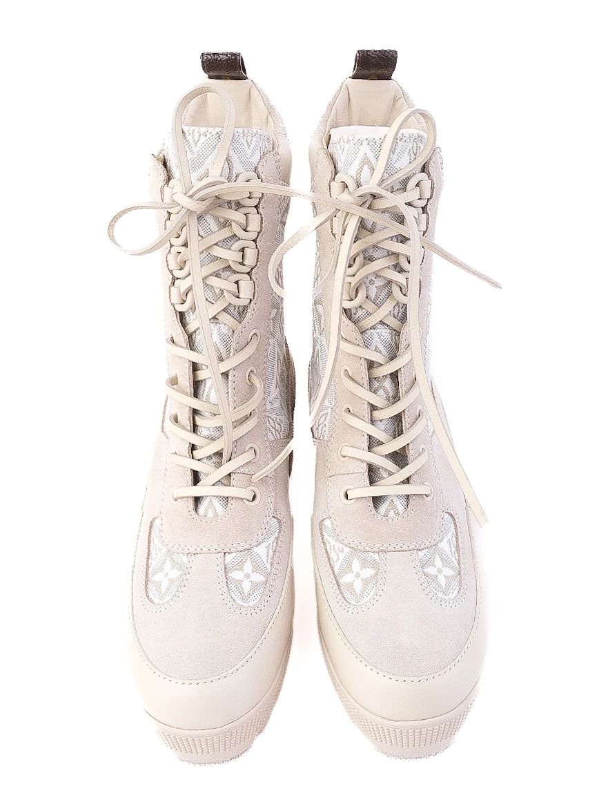perfect louis vuitton high-top boots white fabric size 38