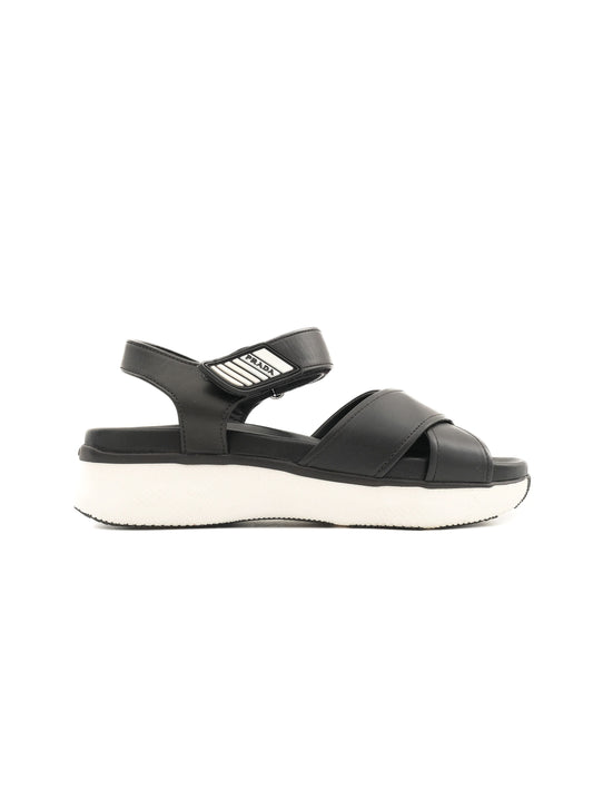NEW Prada Black Leather Platform Sandals Size 36.5 with Adjustable Straps