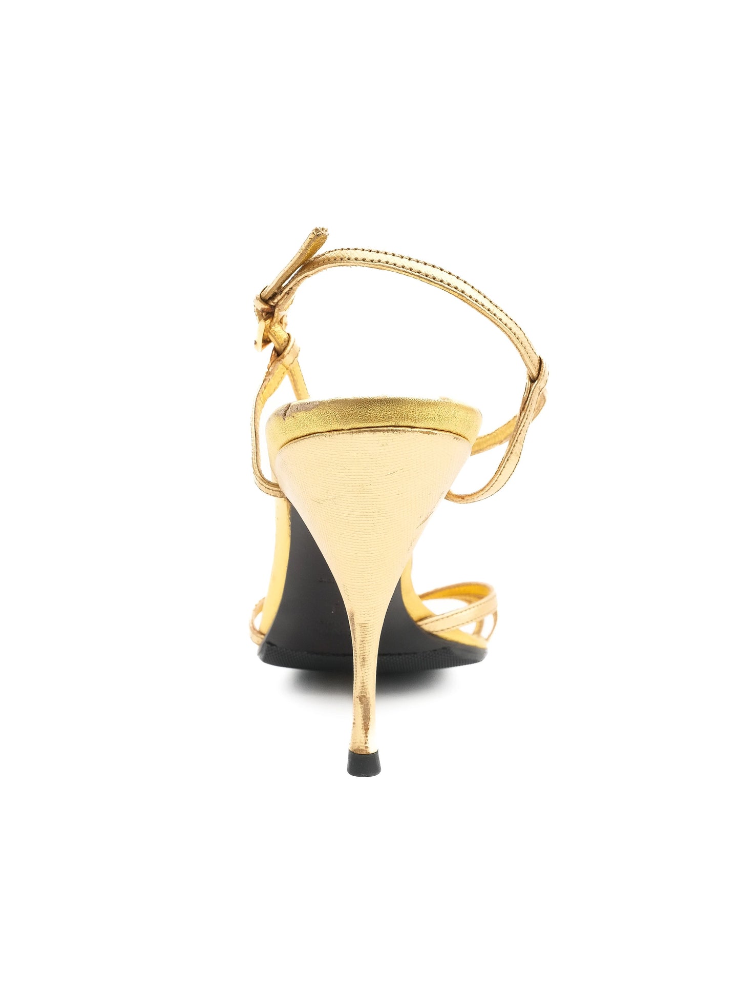 excellent prada yellow leather high-heeled sandals size 39