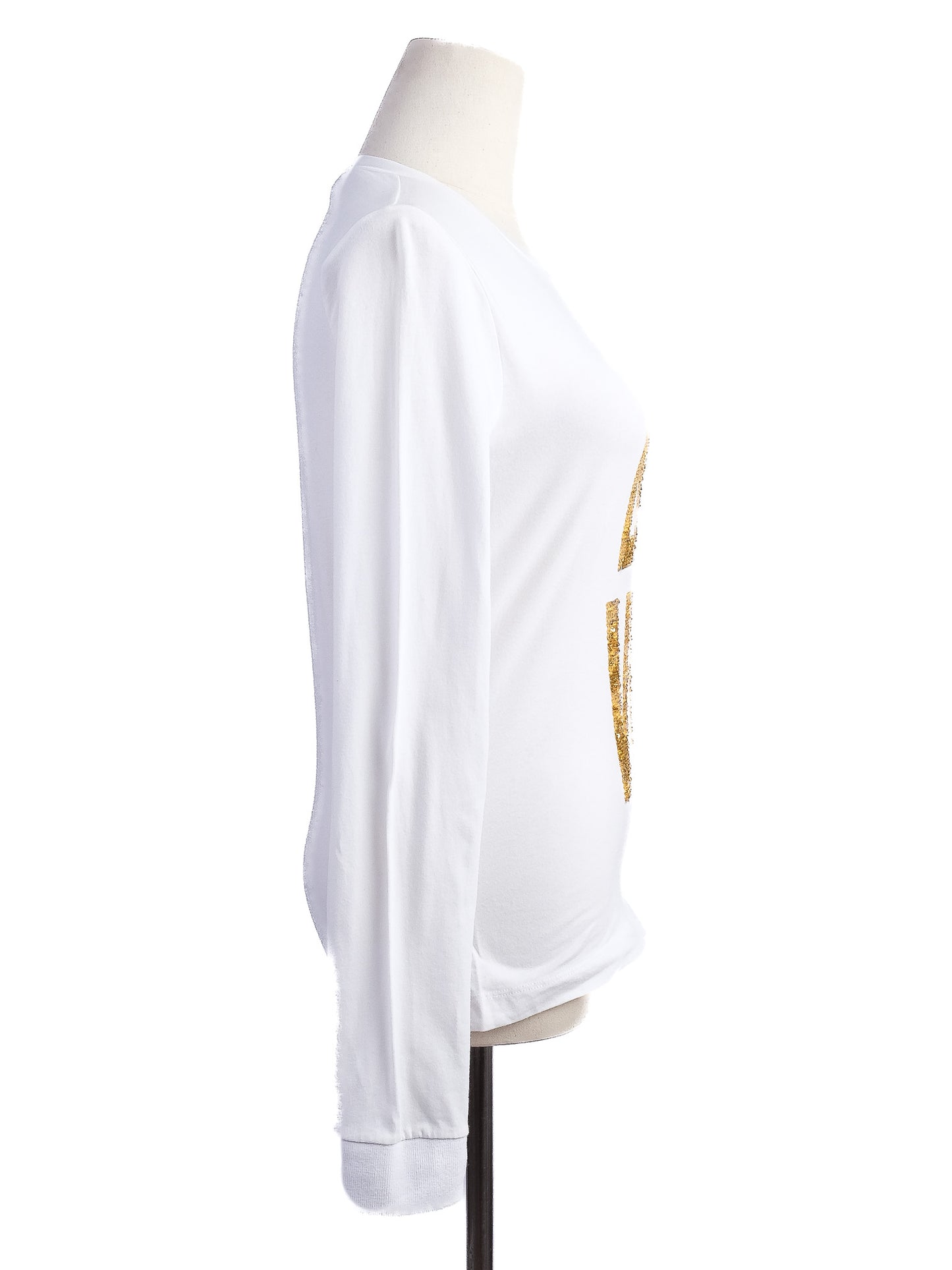 excellent moschino white long sleeve shirt xs gold sequins love