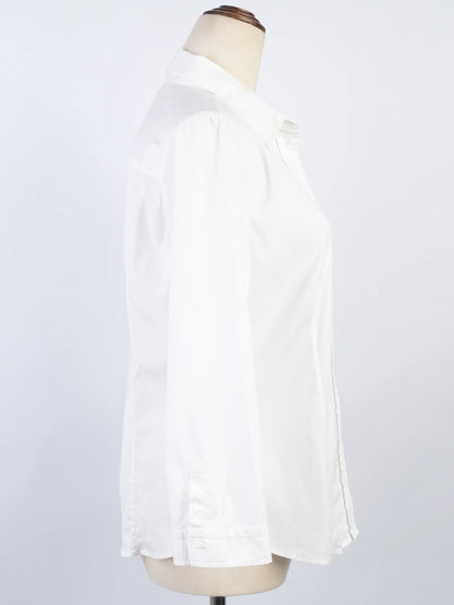 Excellent Prada White Nylon Button-Up Shirt Size L for Women