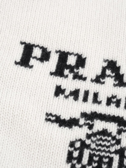 NEW Prada Gray Wool Kids Beanie and Scarf Set Size M