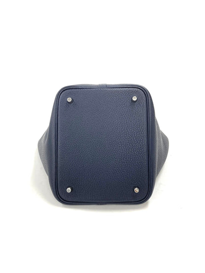 Hermes Navy Picotin MM,Taurillon Clemence PHW  Y Stamp