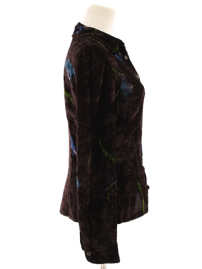 excellent sportmax black floral blouse size m viscose long sleeve