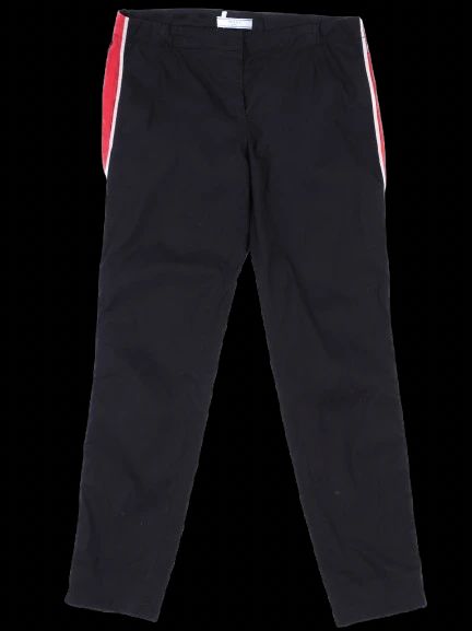 excellent prada blue nylon pants with red and white stripes, size 42