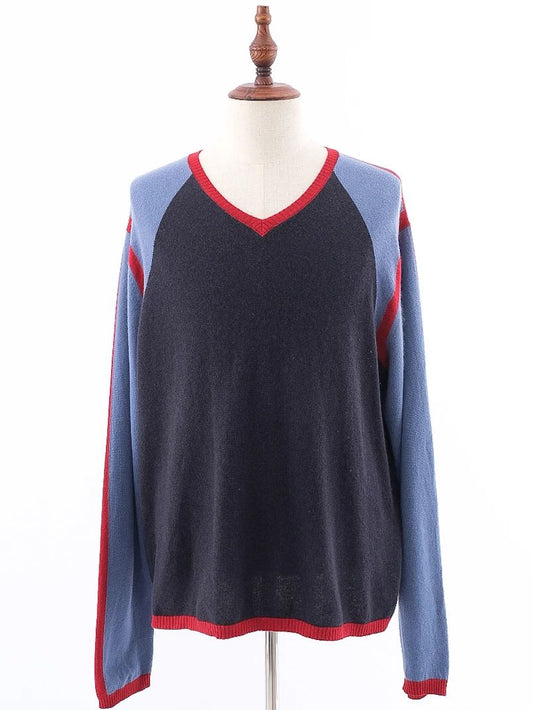 Excellent Etro Cashmere Color-Block Sweater XL Men V-Neck