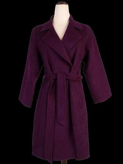 Max Mara Studio Purple Wool Coat with Belt Cucito a Mano